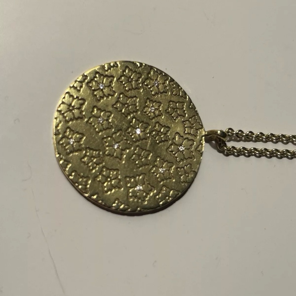 Me & Ro Gold Floral Diamond Pendant